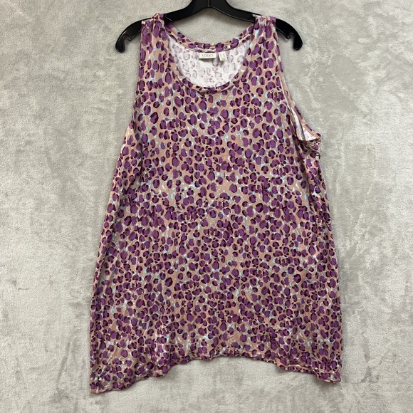 Logo Lori Goldstein Top Women's 2X Sleeveless Pink Animal Print Cheetah‎ Tunic - Picture 1 of 7